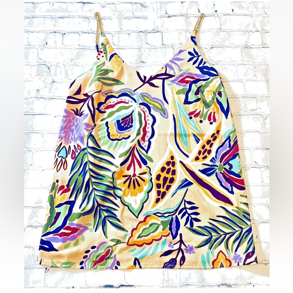 NWT Cupcakes & Cashmere Size XS Tropical Floral Print Cami Vacation Tank Top